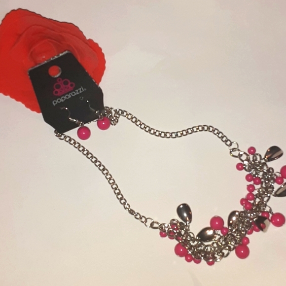 paparazzi Jewelry - Nwt paparazzi color pink and silver necklace and earrings set